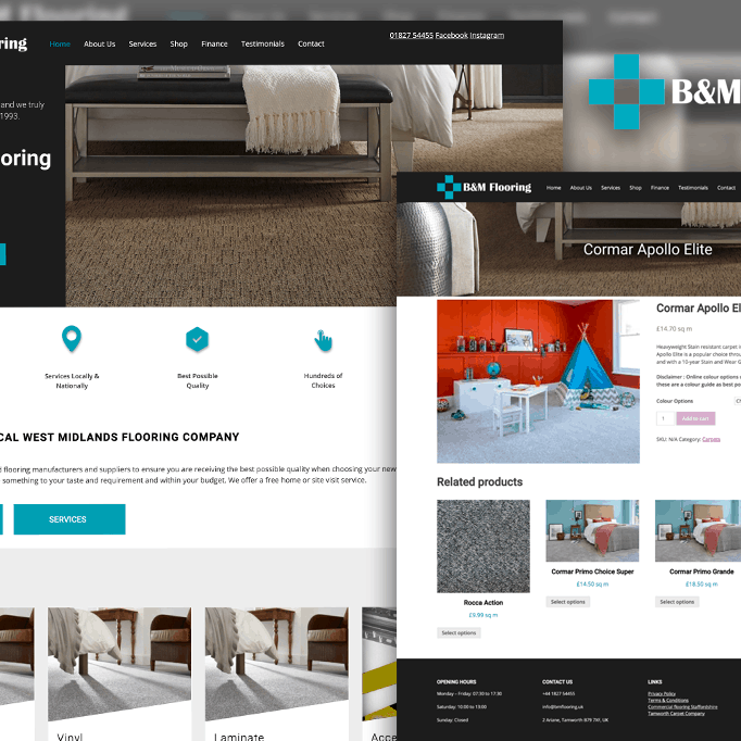 B&M Flooring - New Website Web design Lichfield