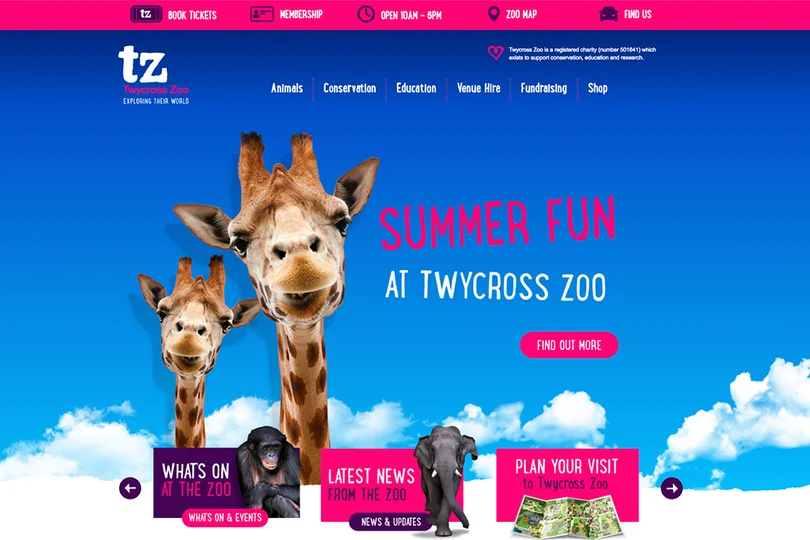 Twycross Zoo website design preview
